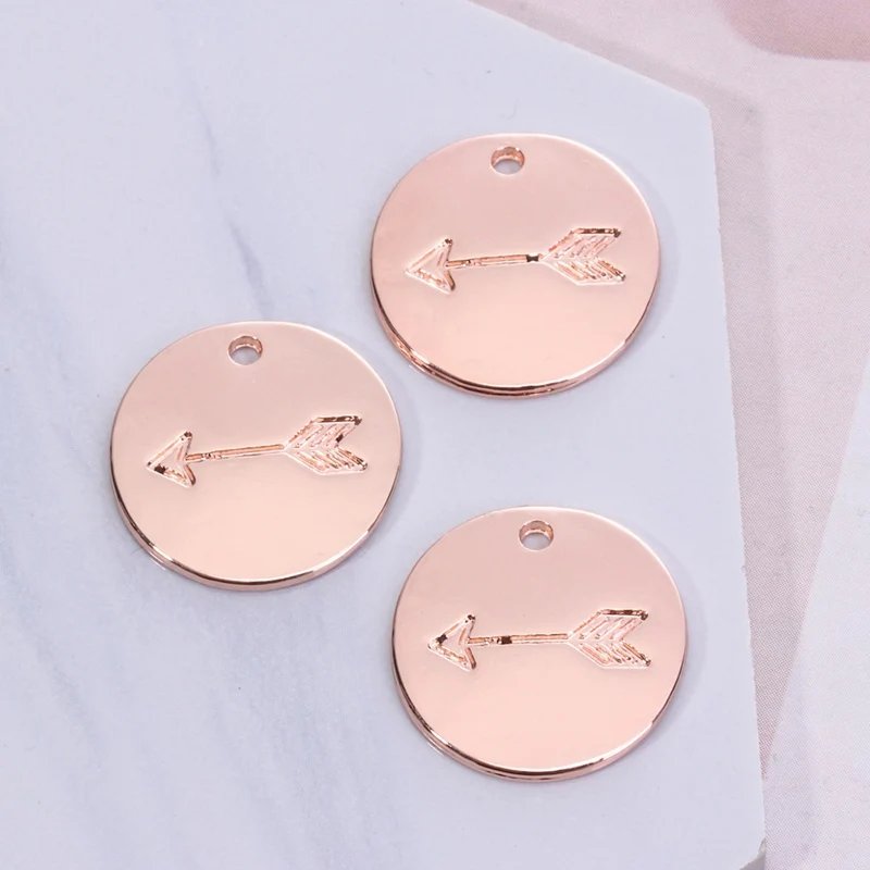 17 мм розовое золото Серебряная Стрела монета Подвески сплав женские ювелирные