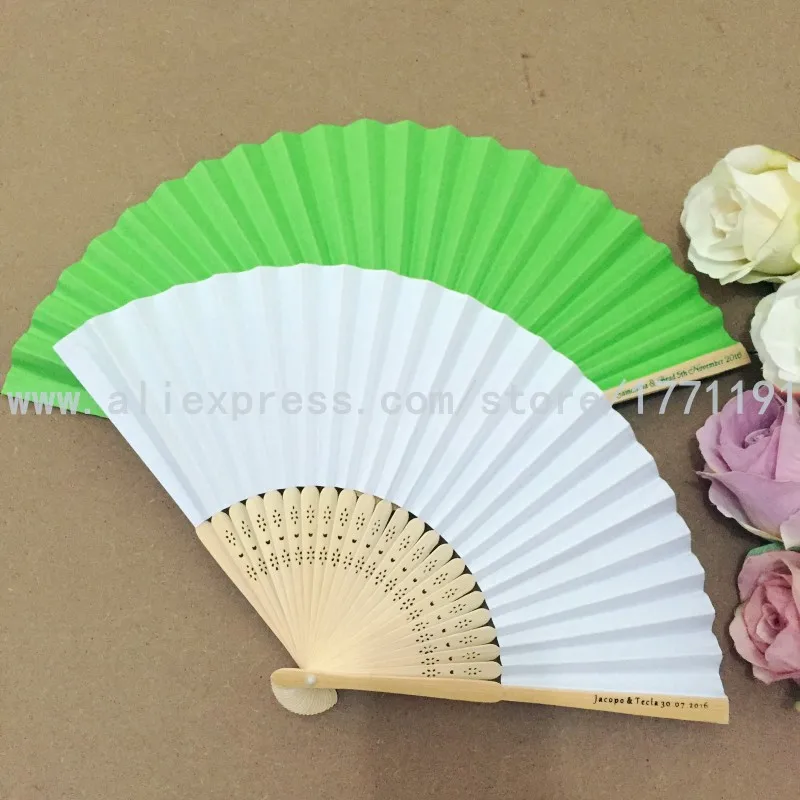 50 шт./лот индивидуальный свадебный подарок ручной вентилятор красочные бумажные
