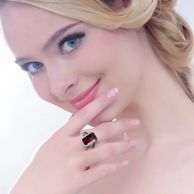 Szjinao Handmade Fashion Luxury Wedding Rings 925 Sterling Silver Gorgeous Garnet Rings For Women Vintage Jewelry Wholesale