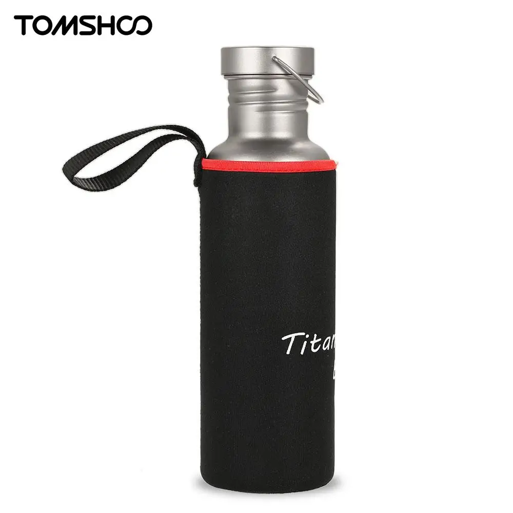 TOMSHOO 750 мл Открытый Кемпинг Туризм Велоспорт бутылка для воды Сумки Бутылка Полный титан с дополнительной пластиковой крышкой Сверхлегкий
