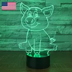 Доставка из США или Китая, милый Ночной светильник в виде свиньи, светодиодный 3D светильник в виде свиньи, сенсорный цветной Настольный светильник с изменением 7 цветов, настольный ночник с USB