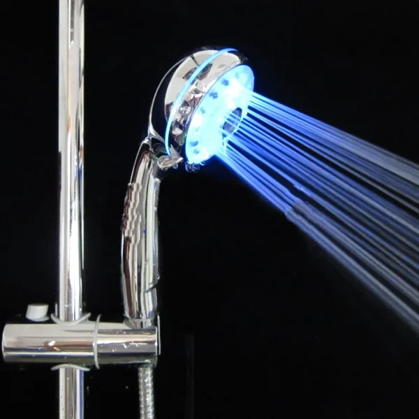 

Adjustable 3 Mode LED Light Shower Head Sprinkler Temperature Sensor Bathroom