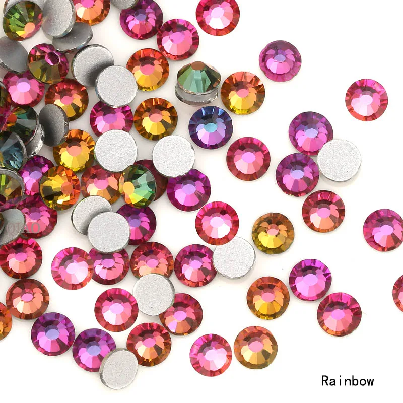 rainbow Цветные Стразы для ногтей, 1440 шт./лот SS8, Стразы для ногтей с плоской задней поверхностью, стразы для украшения ногтей - Цвет: rainbow