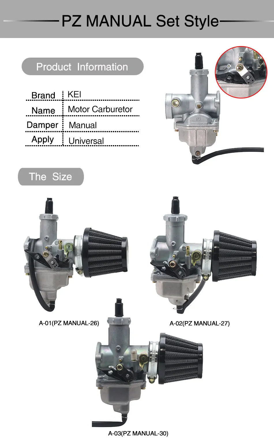 ZSDTRP PZ26/PZ27/PZ30 карбюратор 38 мм/45 мм воздушный фильтр для Keihin 125-250cc двигателя Dirt bike Pit Bike 26 мм 27 мм 30 мм Carb