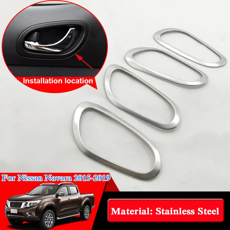 

Car Styling Stainless Steel For Nissan Navara NP300 D23 2015-2018 Car Inside Door Handle Frame Inside Door Sequins Accessories