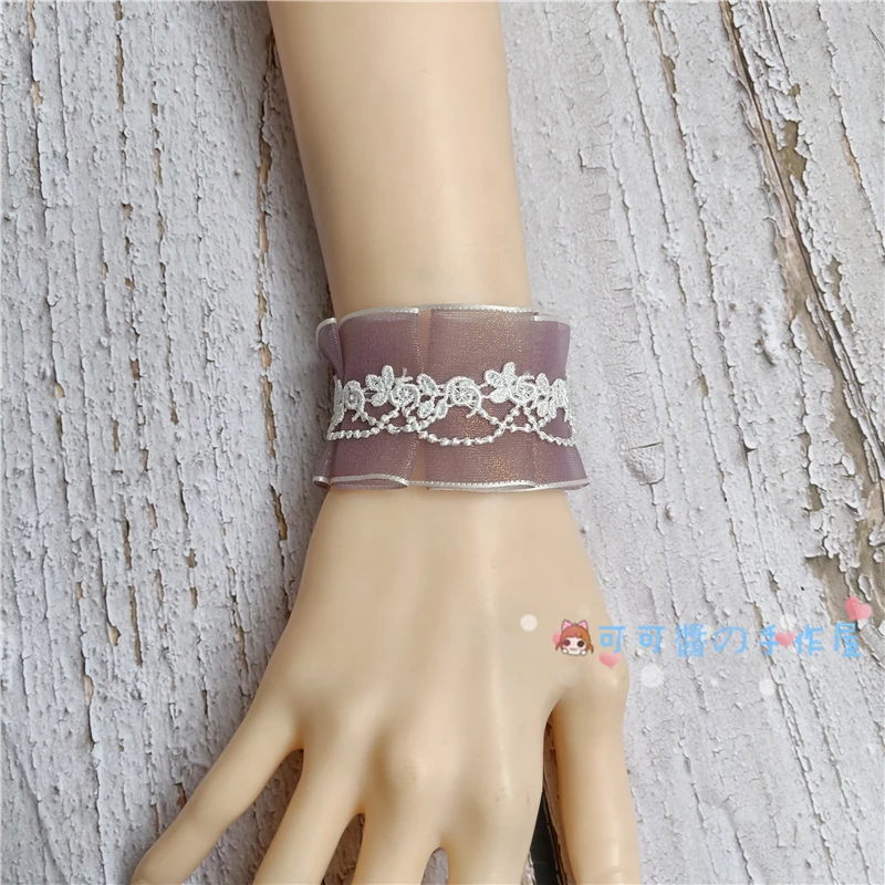 Мечта китового острова Маленькая вещь Лолита hairband с ротанга лук заколка для волос Великолепная KC плоская шляпа кружева рукав - Цвет: Snow yarn bracelet