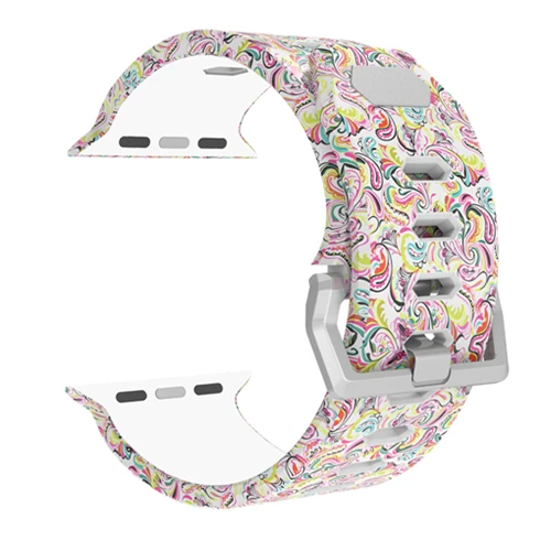 indian flower Мягкий силиконовый ремешок для часов Odog с принтом Fllower для Apple Watch Series 4, 40 мм, 44 мм, ремешок для наручных часов, аксессуары для умных часов - Цвет: indian flower