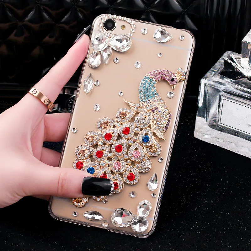 XSMYiss Luxury Peacock Bling Diamond Phone Case For Xiaomi 5X 6X 8 9 SE Lite Max2 Redmi Note 4X 5A 5 6 7 Pro Soft Back Cover |