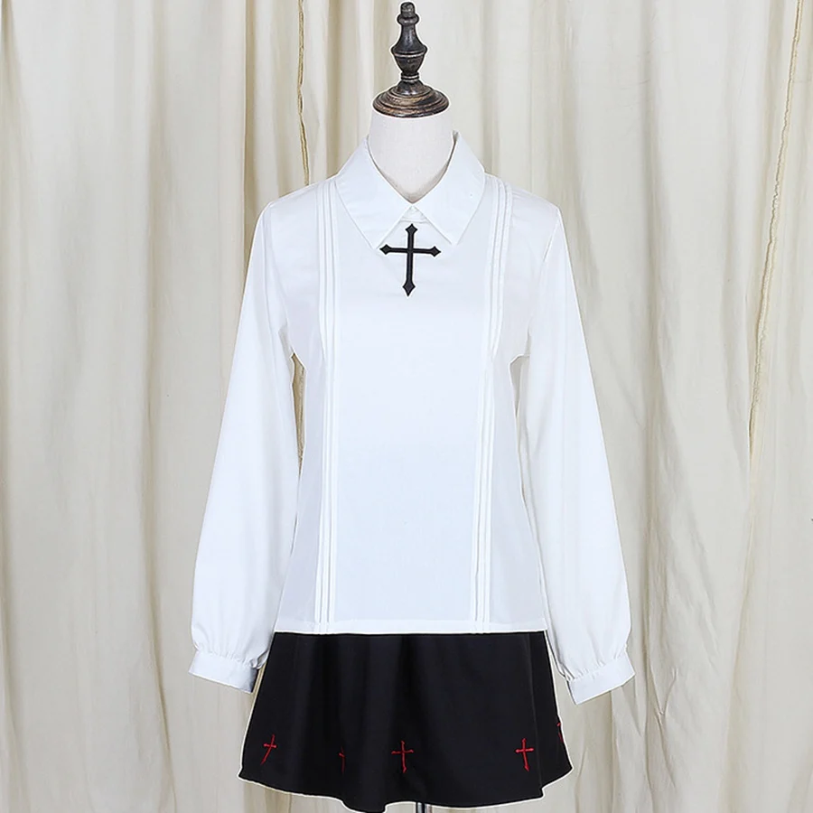 Женская белая блузка с длинным рукавом в стиле &quotЛолита&quot|shirt canada|horn clubshirt short |