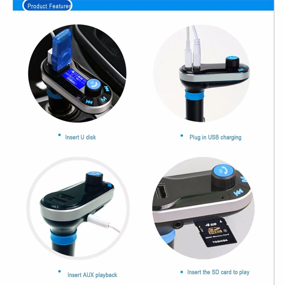 Buyee автомобиль громкой связи Bluetooth Car Kit fm передатчик USB Зарядное устройство аудио
