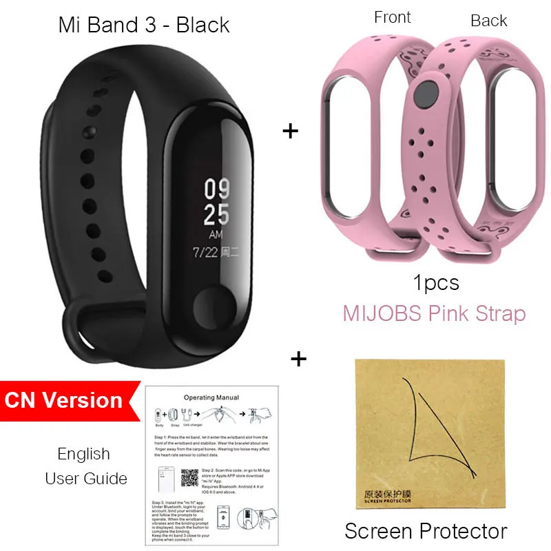 Add. Film Pink Strap Xiaomi mi Band 3 mi band 3 Смарт-Браслет фитнес-трекер Браслет mi Band пульсометр мгновенное сообщение OLED экран 5ATM водонепроницаемый - Цвет: Add. Film Pink Strap