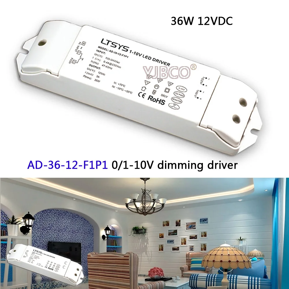 LTECH Новый 0/1-10 В Диммируемый драйвер светодиодов AD-36-12-F1P1 AC100-240V вход 12 В/3А/36 Вт