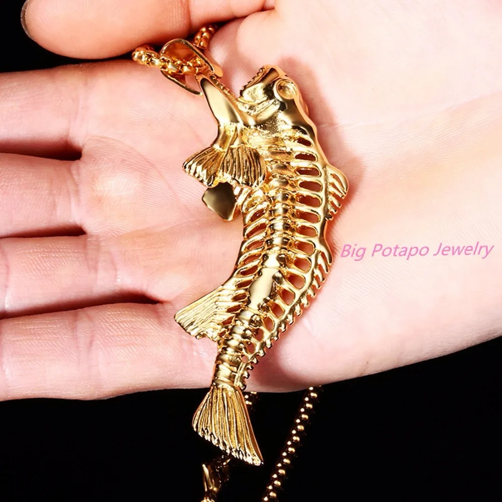 Хип-хоп цепи для Для мужчин большой рыбья кость состояние t Подвески цвет