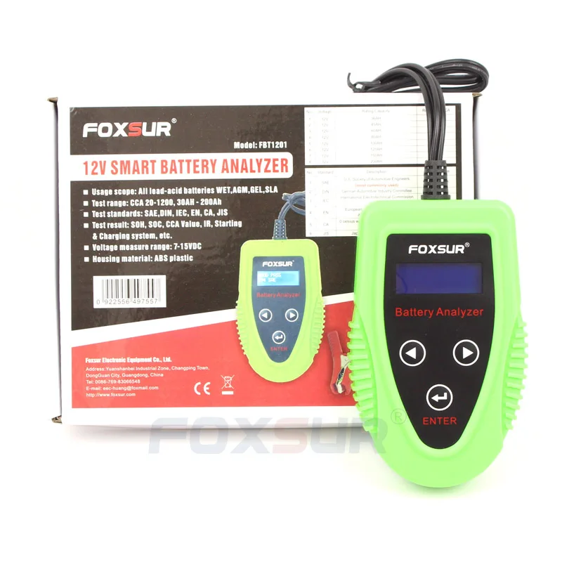 Тестер автомобильной батареи FOXSUR 12 В Анализатор диагностический инструмент для