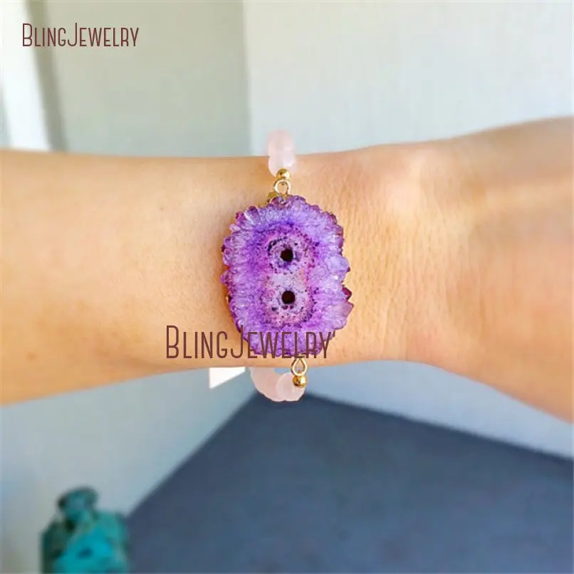 

Purple Crystal Quartz Stalactite Druzy Bracelets Boho Jewelry BM22566