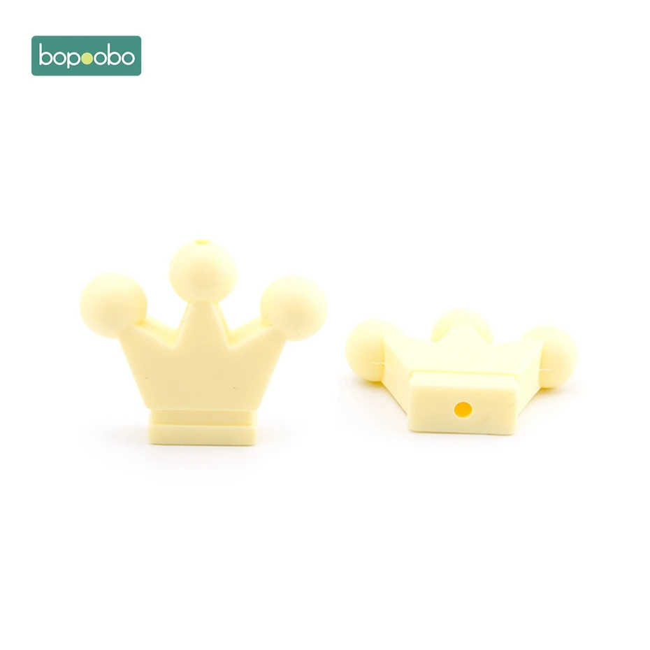 Bopoobo 10 шт. силиконовые бусины Детские короны Прорезыватель сенсорная игрушка для прорезывания зубов DIY Поделки бусины Детские игрушки Ожерелье Подвеска детский продукт - Цвет: Yellow Crown