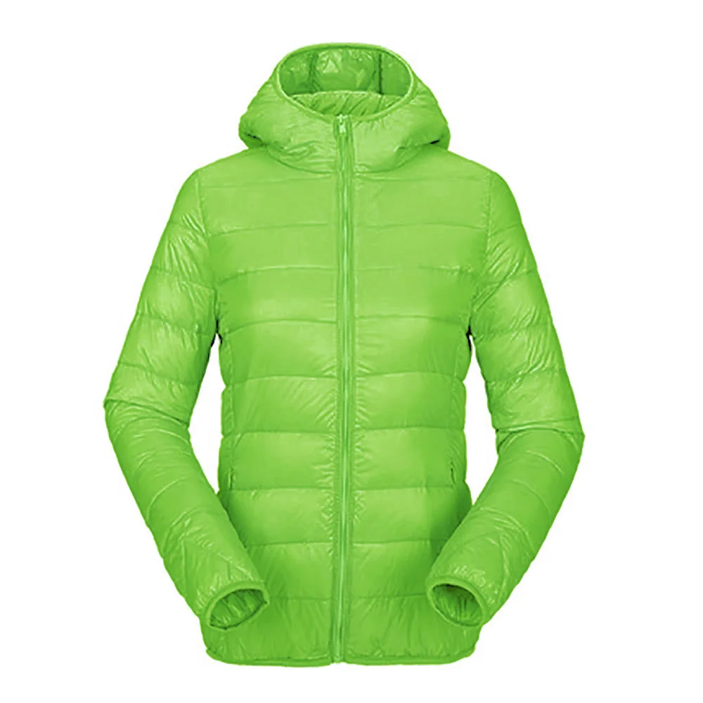 Green Зимний женский пуховик, ультра-светильник, 90% белый утиный пух, короткое пальто, куртка с капюшоном, пуховик, парки, качественная брендовая Осенняя верхняя одежда - Цвет: Green