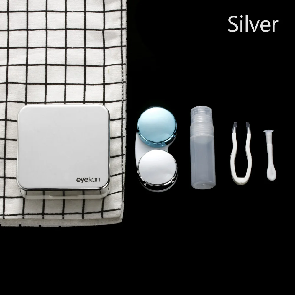 sliver 1 шт.,, АБС пластик, квадратное зеркальное покрытие, разноцветные контактные линзы чехол, дорожный контейнер, держатель для хранения, замачивающий чехол, Лидер продаж - Цвет: sliver