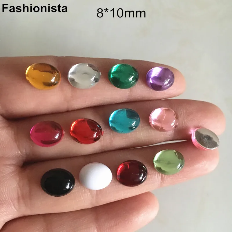 150 pcs Oval 8*10mm Flat Back Cabochon Smooth Acrylic For Jewelry Project Glue-on Cabs Beads DIY Crafts Many Colors | Украшения и