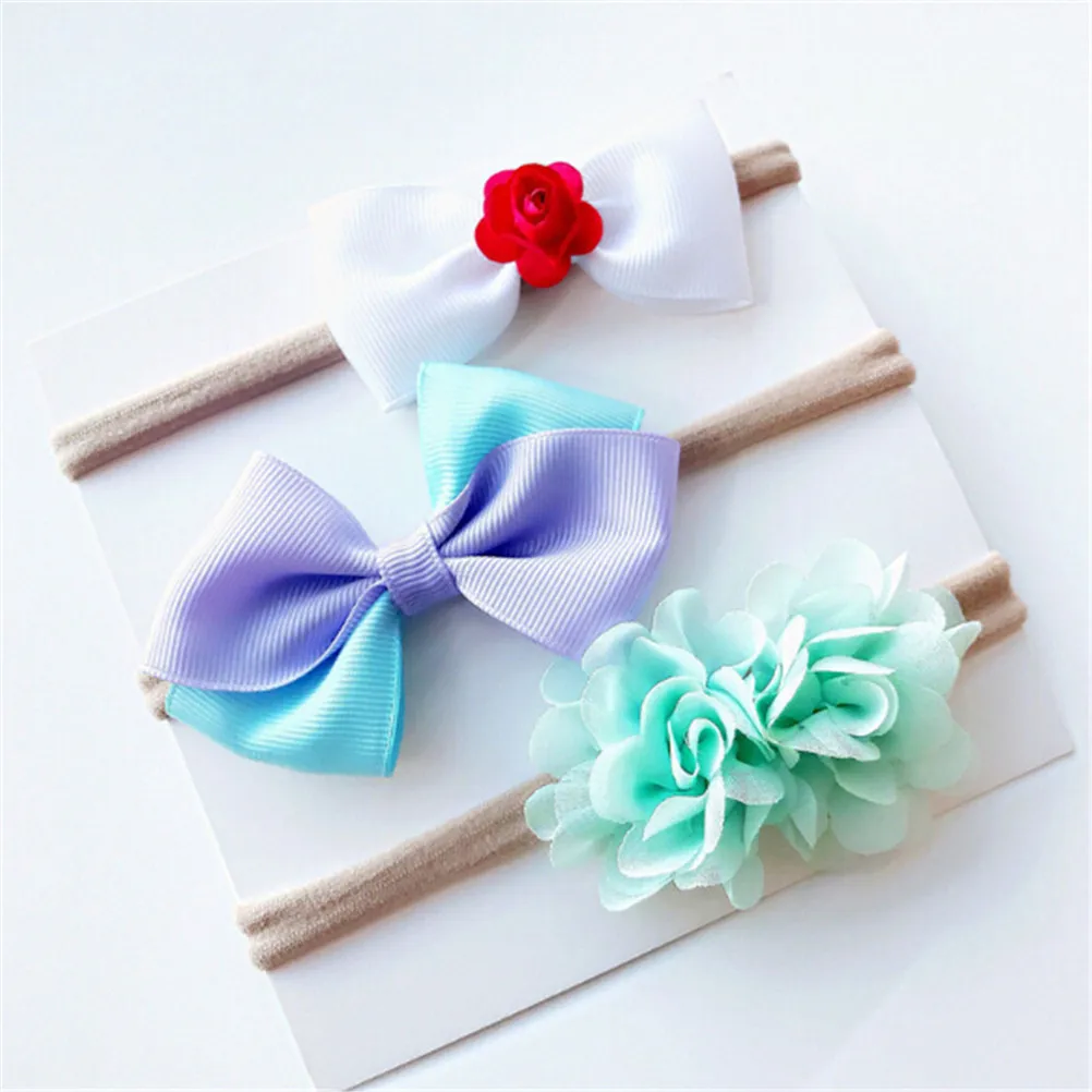 Милая повязка на голову для маленьких девочек с бантом и цветочным рисунком