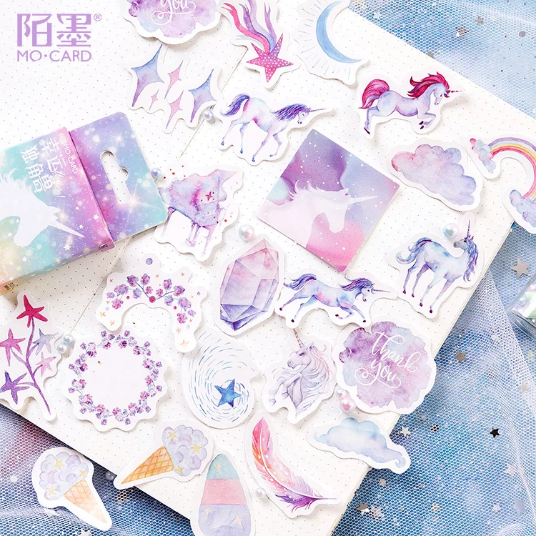 46 шт./упак. счастливый Единорог декоративные канцелярские наклейки скрапбукинг