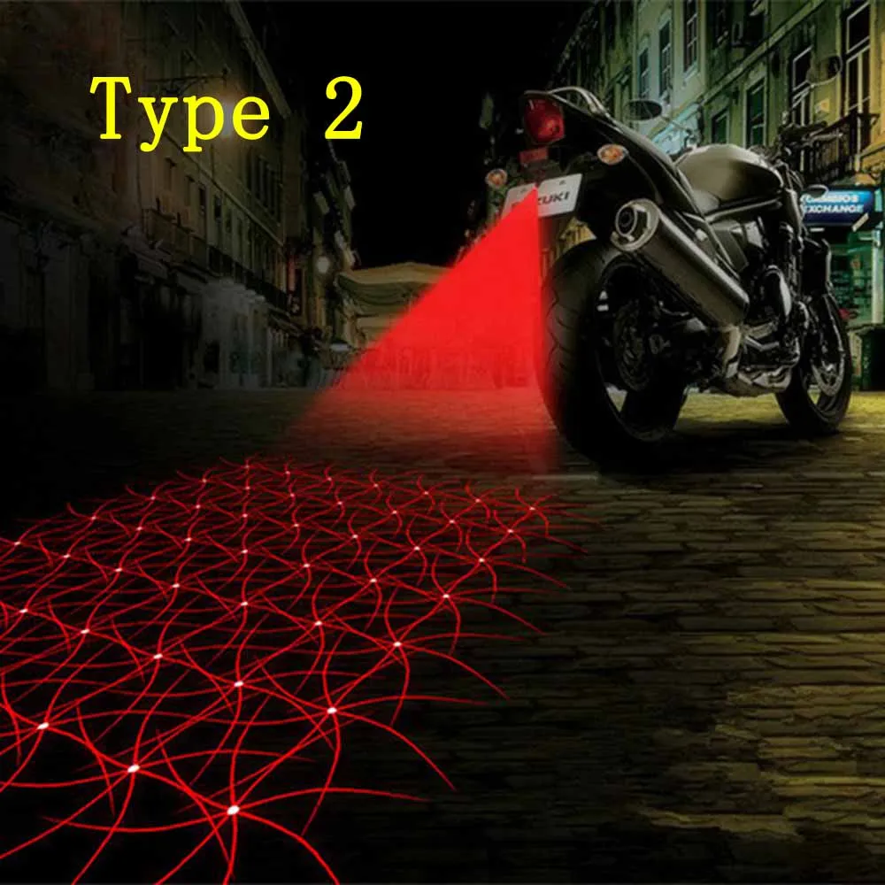 Lampu Peringatan Ekor Sepeda Motor Keren Lampu Kabut Laser Tahan Air Lampu Mundur Rem Belakang Moto Keselamatan Berkendara Sepeda Motor Refit