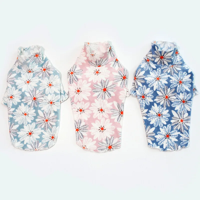 2018 New Autumn Printed Design Pet Dog Shirt Soft Breathable Clothes for Dogs High Collar Warm Bottoming Chihuahua Vests | Дом и сад