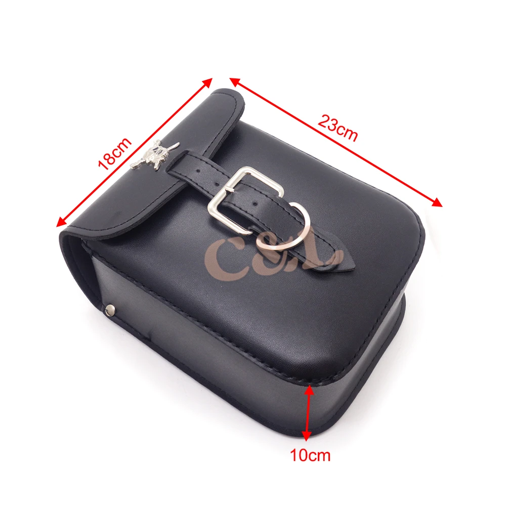 Мотоциклетная черная прямоугольная сумка из искусственной кожи с черепом для