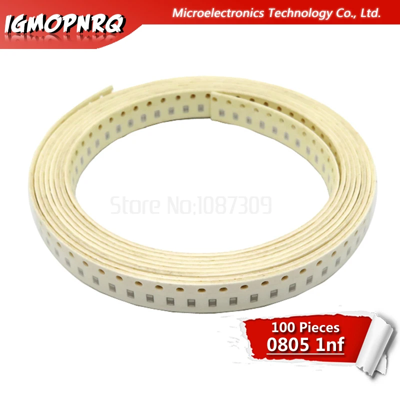 Многослойный керамический конденсатор 1nF X7R погрешность 100 50 в 10% 0805 SMD