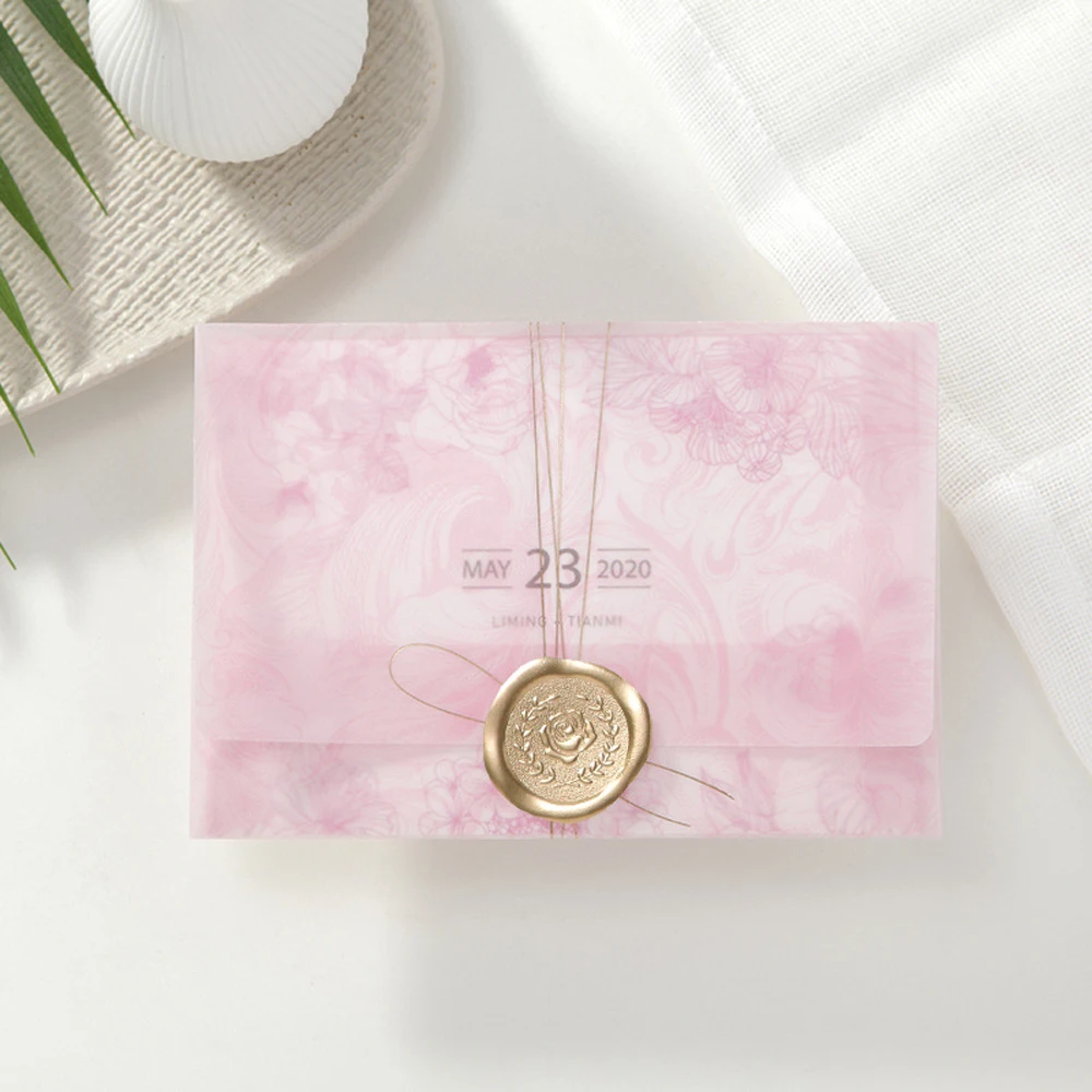 WISHMADE лазерная резка свадебные пригласительные открытки с восковой печатью