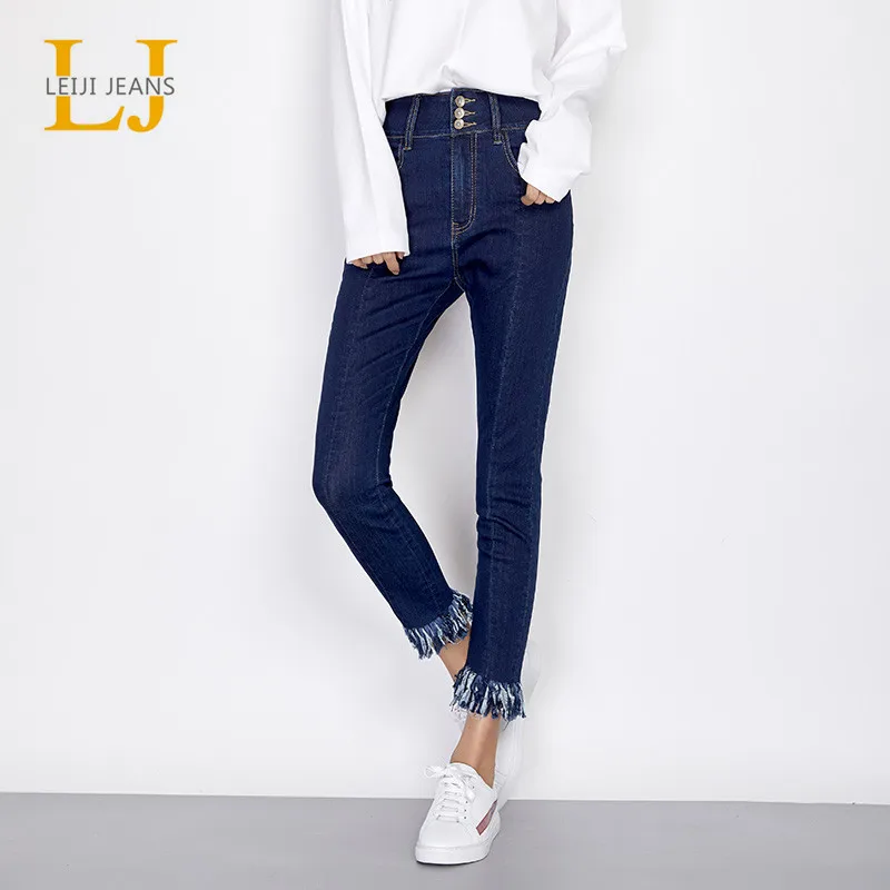 LEIJIJEANS осенние высокие уличные стильные женские узкие джинсы-карандаш с