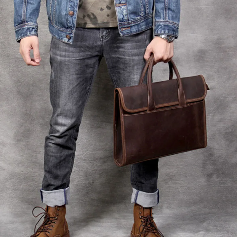 Импортная первоклассная кожаная мужская вместительная сумка для ноутбука