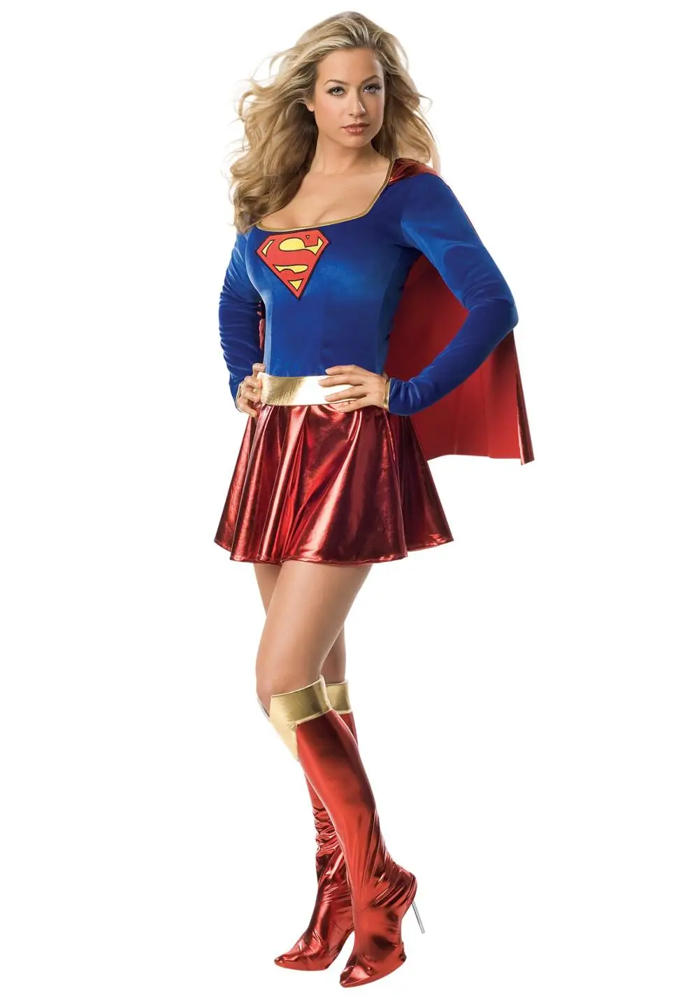 Supergirl костюм Хэллоуин Superwoman Косплей маскарадный с накидкой и ботинками Топы|fancy