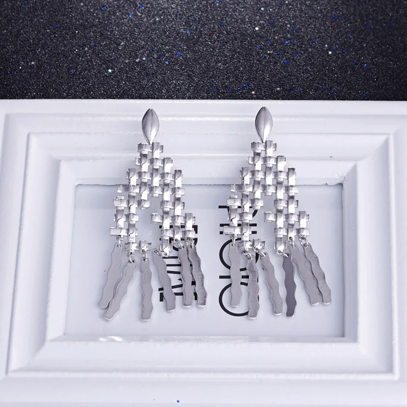 Female Ethnic Retro Metal Drop Earrings Punk Rock Brincos Hollow Alloy Weave Dangle for Women Party Statement Jewelry | Украшения и
