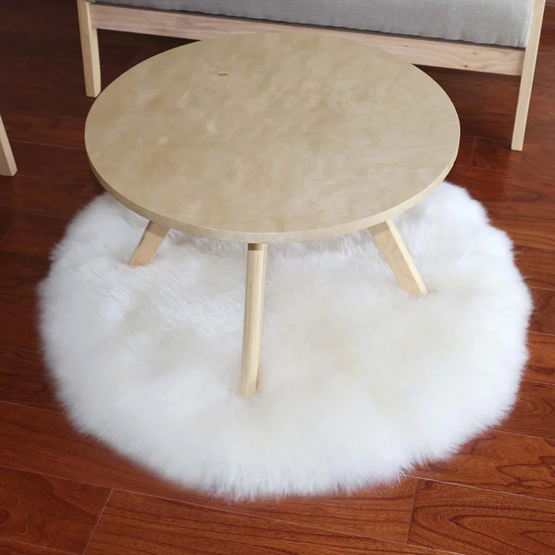 INS New Solid Color Imitation Wool Round Carpet Living Room Bedroom Blanket Window Cloth Floor Mat | Дом и сад
