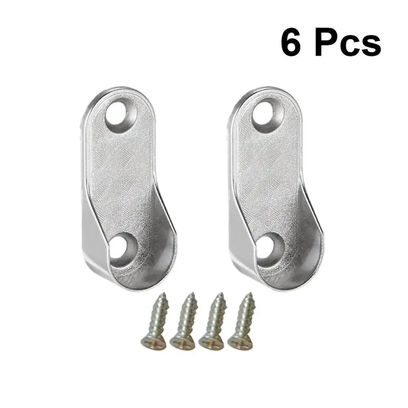 6 Pcs OUNONA овальная гардеробная планка Концевая поддержка s мебельная фурнитура, металлоизделия перекладина шкафа опорный кронштейн держатель штанга для одежды - Цвет: 6 Pcs