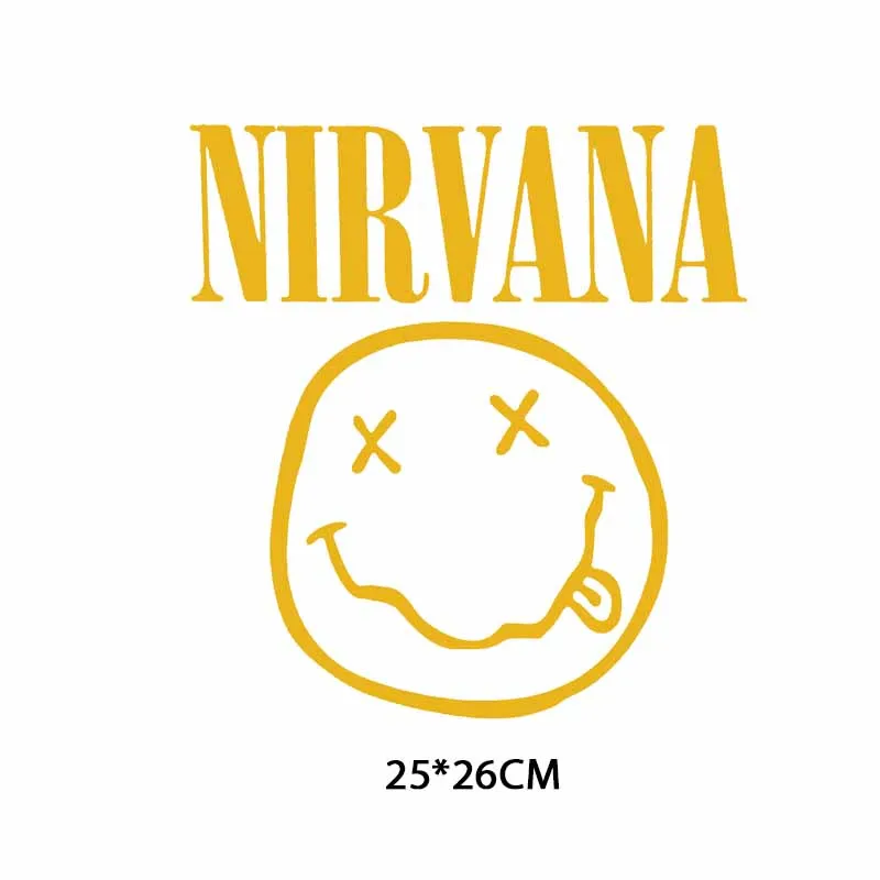 Утюжок на переводах Nirvana Пластыри для одежды DIY Футболка аппликация теплопередача виниловые наклейки с буквами полоски на одежде