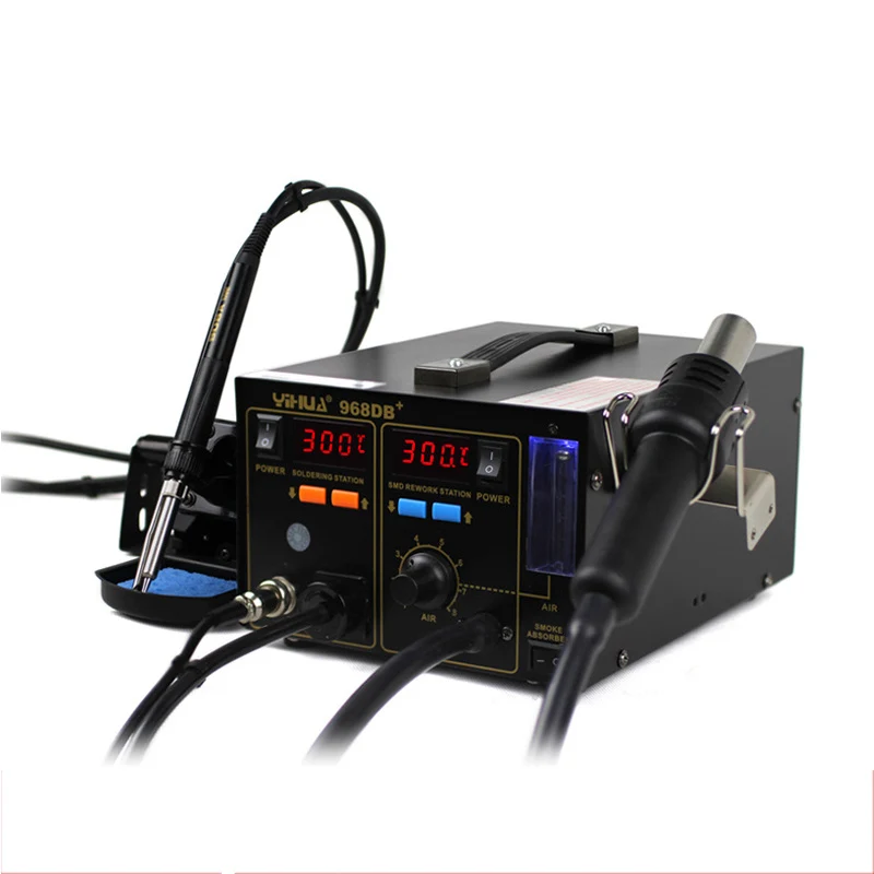 3 в 1 SMD паяльная станция YIHUA 968DB + с поглотителем дыма|Электрические паяльники| |