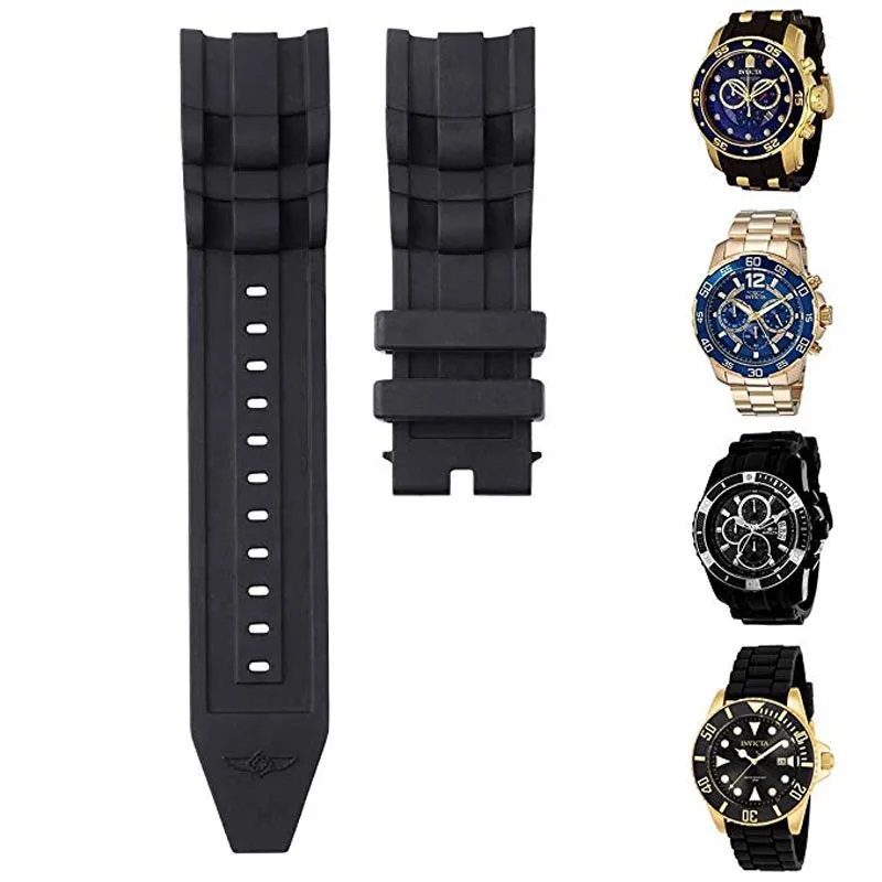26*24 мм спортивный браслет для Invicta Pro Diver черные роскошные мужские наручные силиконовые часы ремешок для Invicta Pro Diver резиновый ремешок