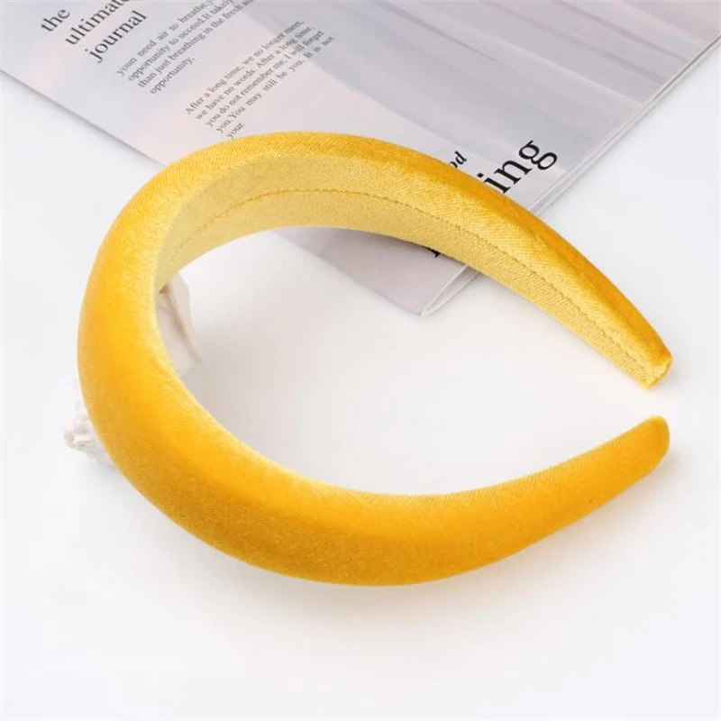 Yellow Хит, 1 шт., шикарная модная ободок карамельного цвета для женщин и девочек, повязка для волос, для девушек, простая губка ручной работы, бархатные аксессуары для волос - Цвет: Yellow