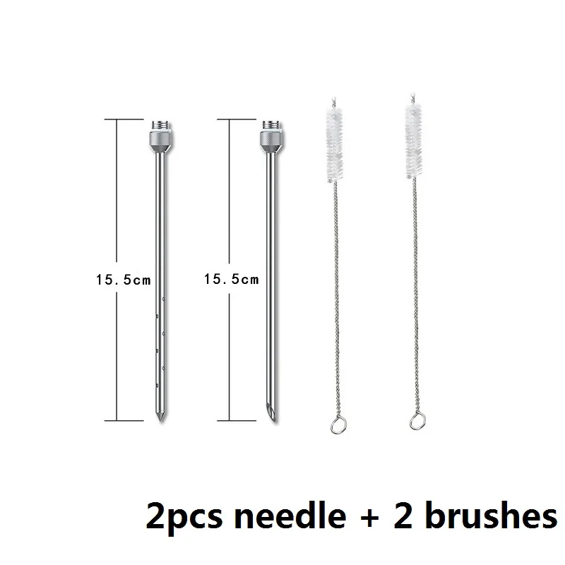 2 needles 2 burshes 4 унции нержавеющая сталь мясо маринад распылитель аромата комплект 1/2 чашка емкость барбекю приправа инжектор с 2 профессиональными иглами щетка - Цвет: 2 needles 2 burshes