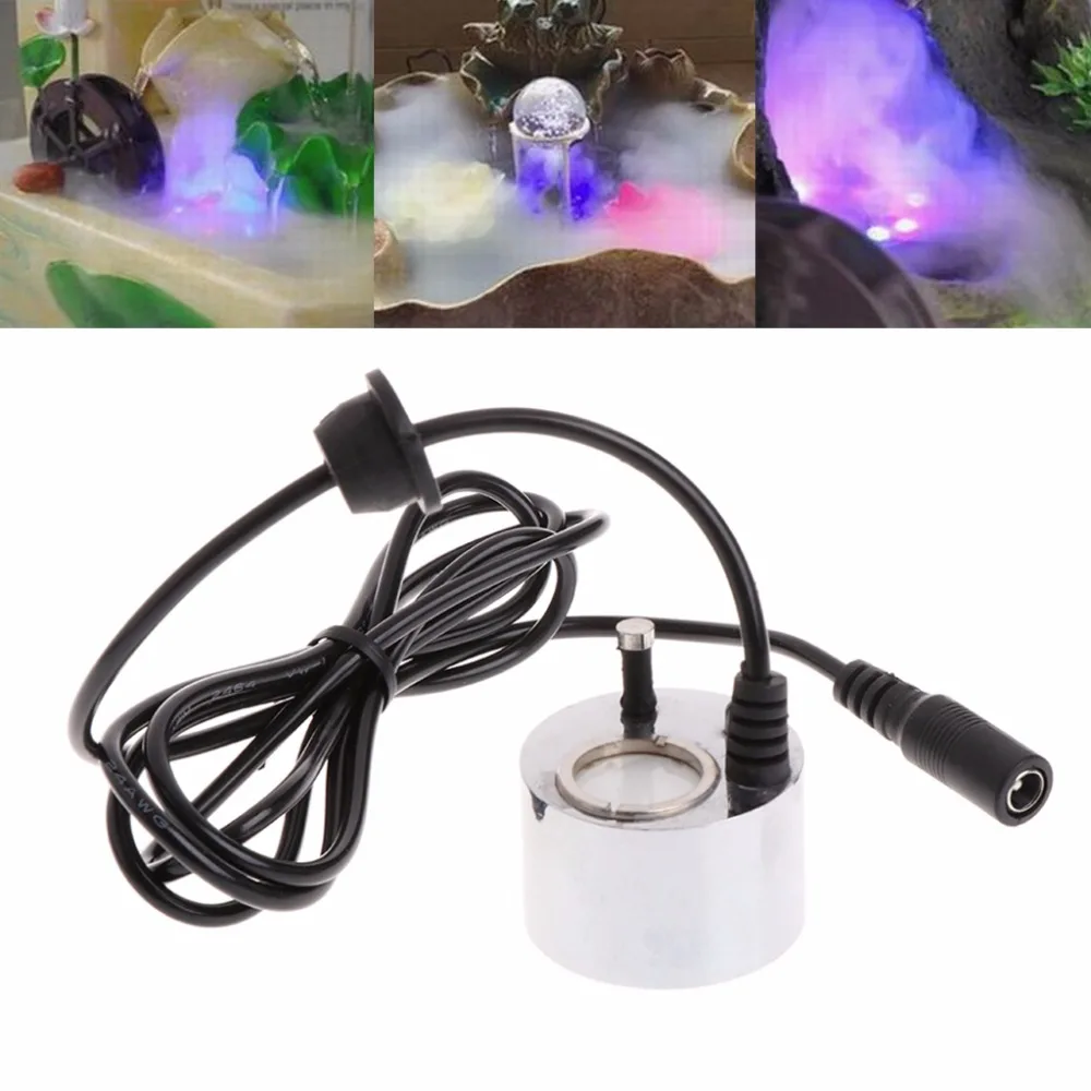 

LED Colorful Light Ultrasonic Mist Maker Fogger Water Fountain Pond Decoration Aquarium Fish Tank Supplies