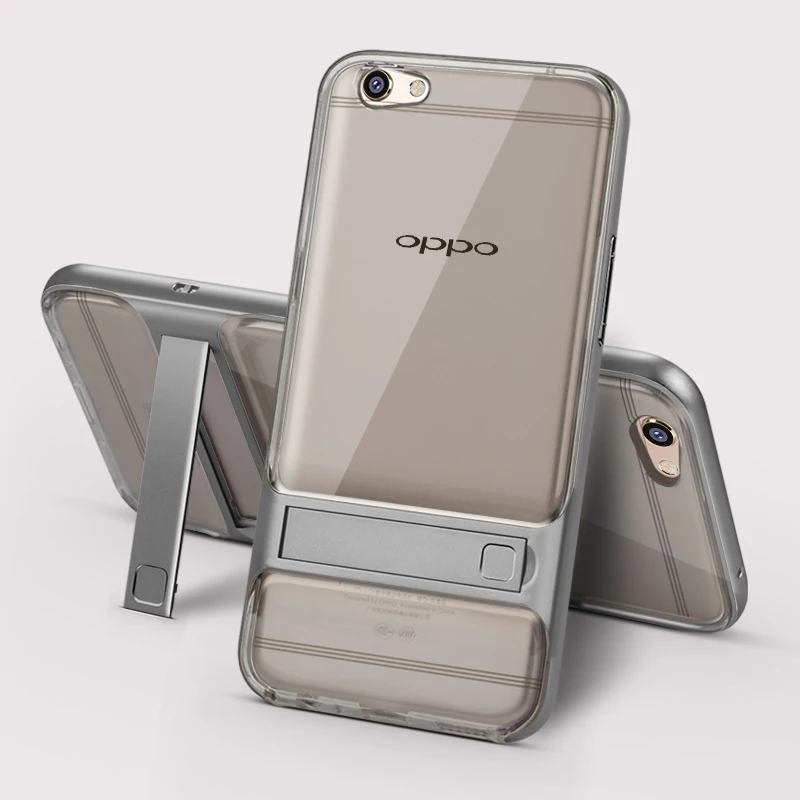 ITEUU R9S PC+ TPU чехол с подставкой для OPPO R9S мягкий гибкий силиконовый кристально прозрачный чехол с подставкой