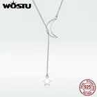 WOSTU, дизайнерское серебро 925 пробы, Луна и ожерелье с кулоном в виде звезды для женщин, S925, хорошее ювелирное изделие, подарок на день рождения, DXN108