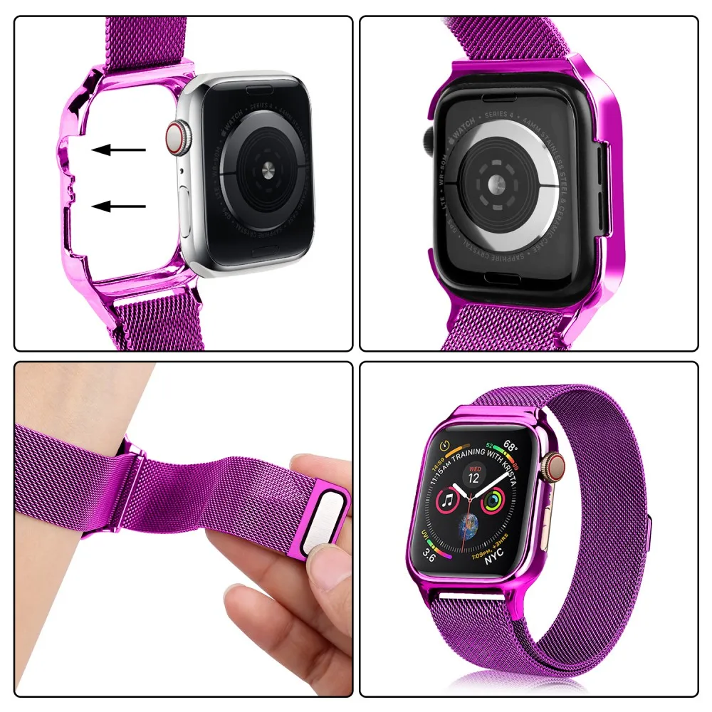 Металлический чехол с магнитной Миланской петлей для часов Apple Watch Series 4, 40 мм, 44 мм, ремешок для браслета iWatch 4