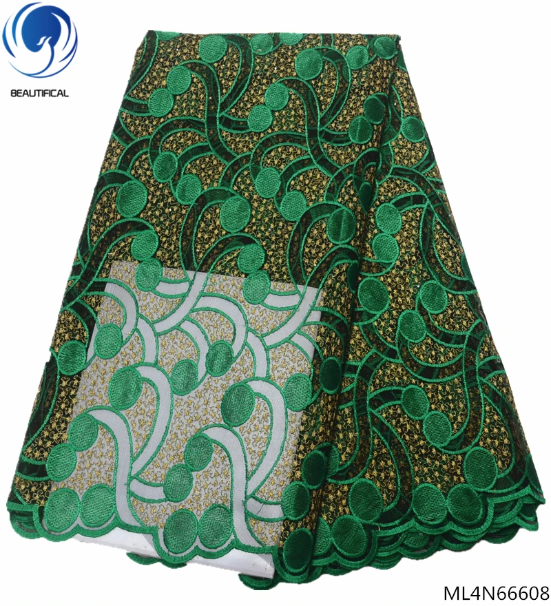 

BEAUTIFICAL Green nigerian net lace fabric 2019 high quality african mesh lace fabric french net lace 5 yards/lot ML4N666
