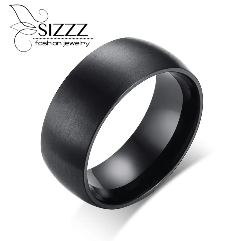 Мужское кольцо из нержавеющей стали 8 мм|stainless steel ring|black ringsteel ring |