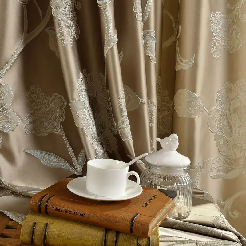 Роскошные жаккардовые шторы для спальни занавески окна с вышитым цветком