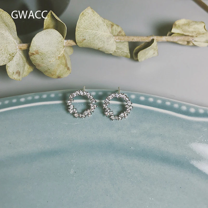 GWACC Новые Модные посеребренные серьги гвоздики с иглой из стерлингового серебра