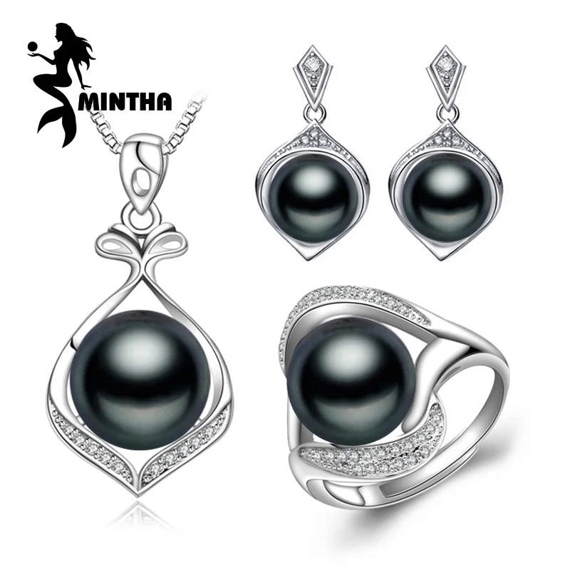 Ювелирные изделия из жемчуга MINTHA, ожерелье с кулоном из пресноводного жемчуга, этнические серьги, античное кольцо, наборы свадебных ювелирных изделий, серьги-гвоздики для женщин
